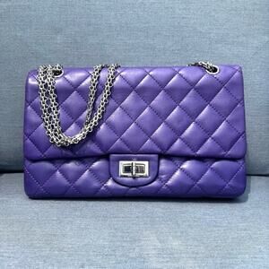 Chanel Purple Double Flap Reissue 2.55 Style 227 SHW Chain Strap Series 14